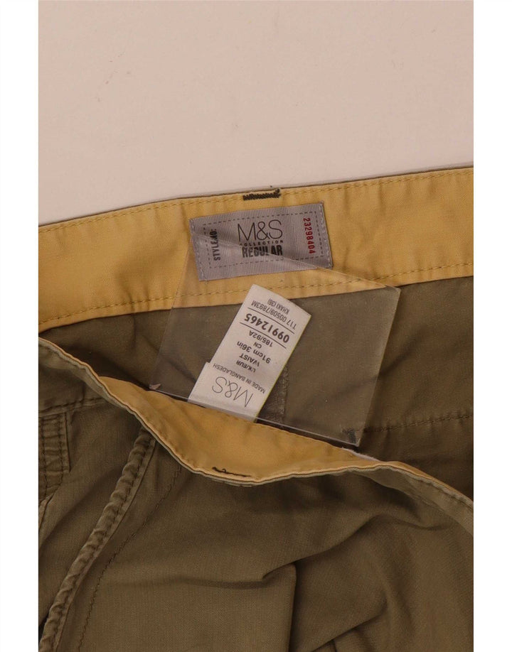 Pantaloncini cargo Marks & Spencer da uomo vestibilità regolare W36 grandi cotone kaki
