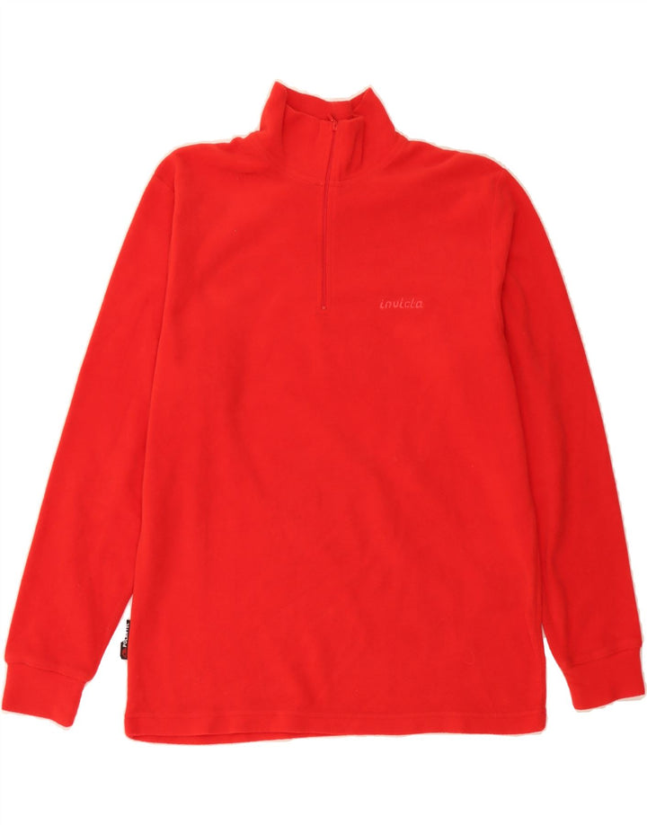 INVICTA Mens Zip Neck Fleece Jumper Large Red Polyester Vintage Invicta and Second-Hand Invicta from Messina Hembry 