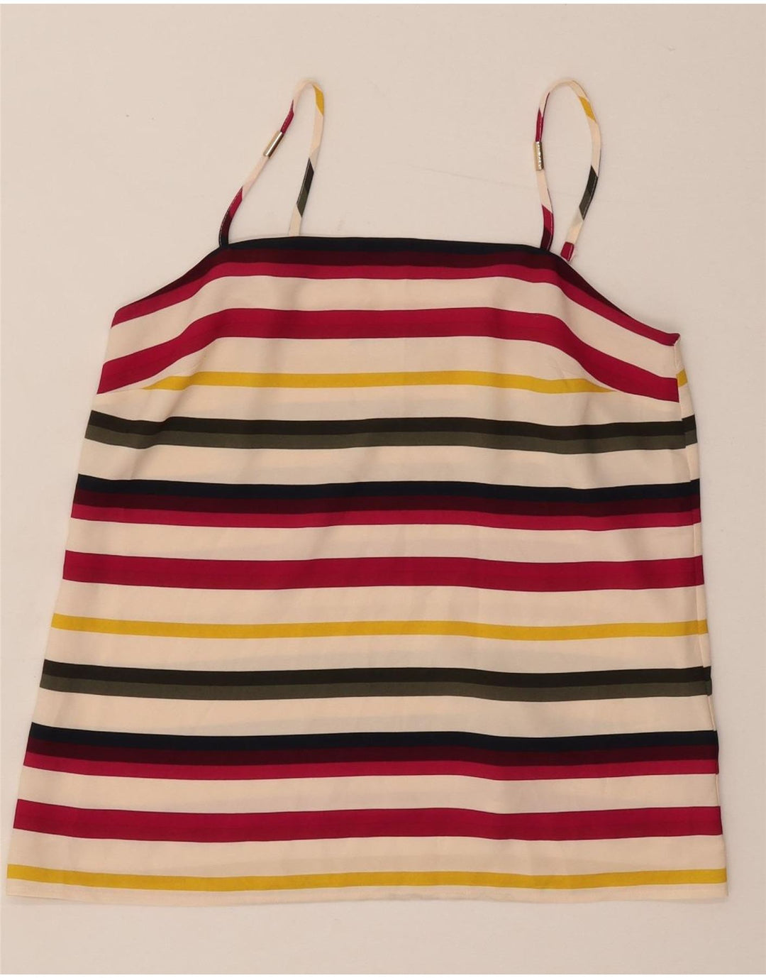 Canottiera corta da donna Oasis UK 10 piccola in poliestere a righe multicolore