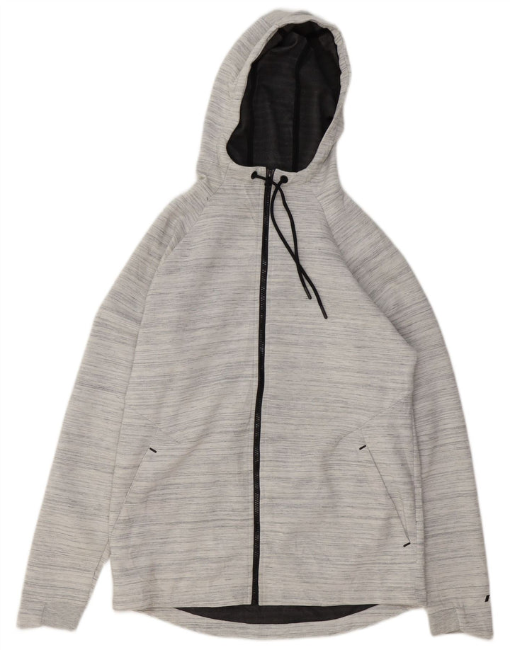 Maglione con cappuccio e zip da uomo Russell Athletic UK 34/36 piccolo grigio a righe