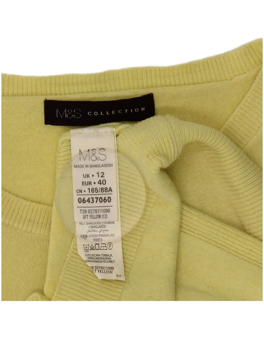 Maglione maglione girocollo da donna Marks & Spencer UK 12 giallo medio
