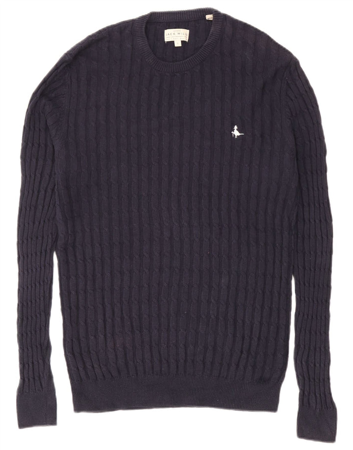 Maglione maglione girocollo da uomo Jack Wills piccolo in cotone blu navy