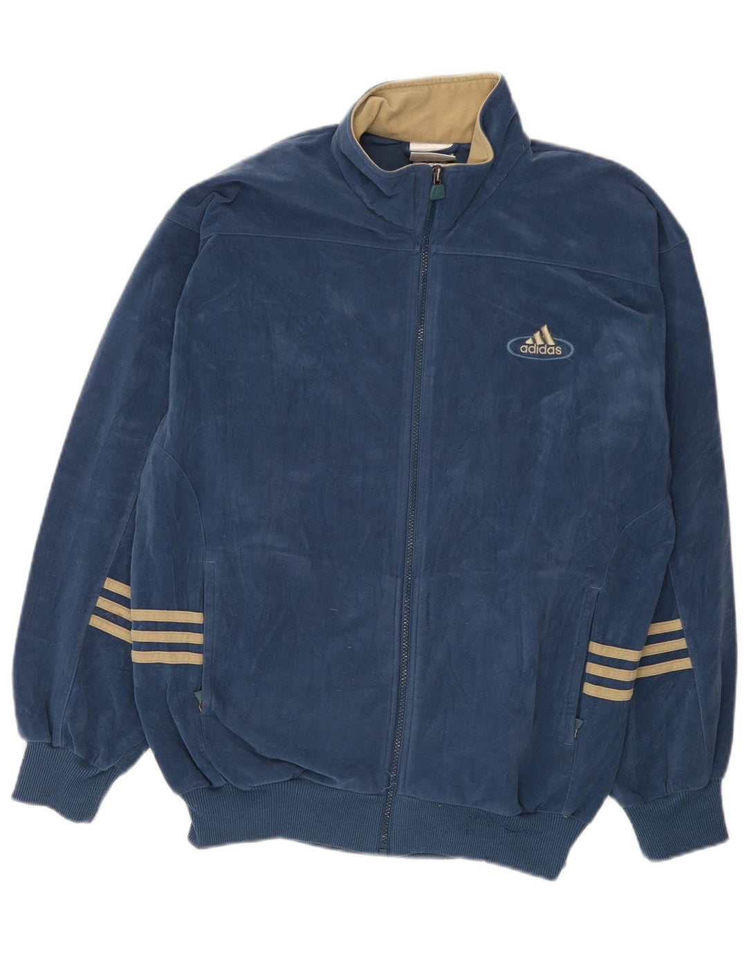 Giacca da ginnastica da uomo in velluto Adidas UK 40/42 Medium Navy Blu Poliestere