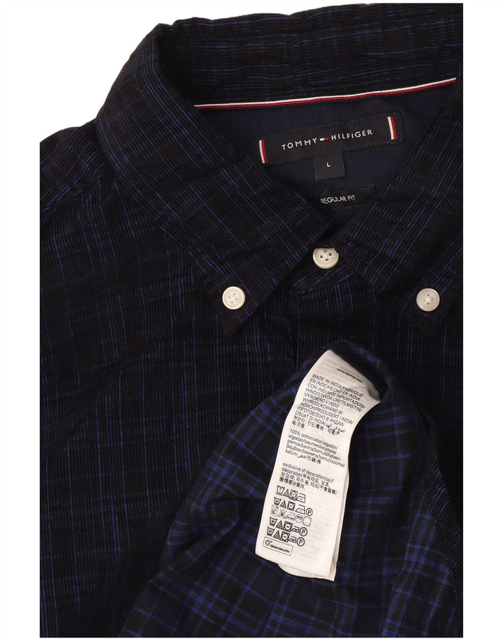 Camicia a quadri vestibilità regolare da uomo Tommy Hilfiger Large Navy Check Preppy