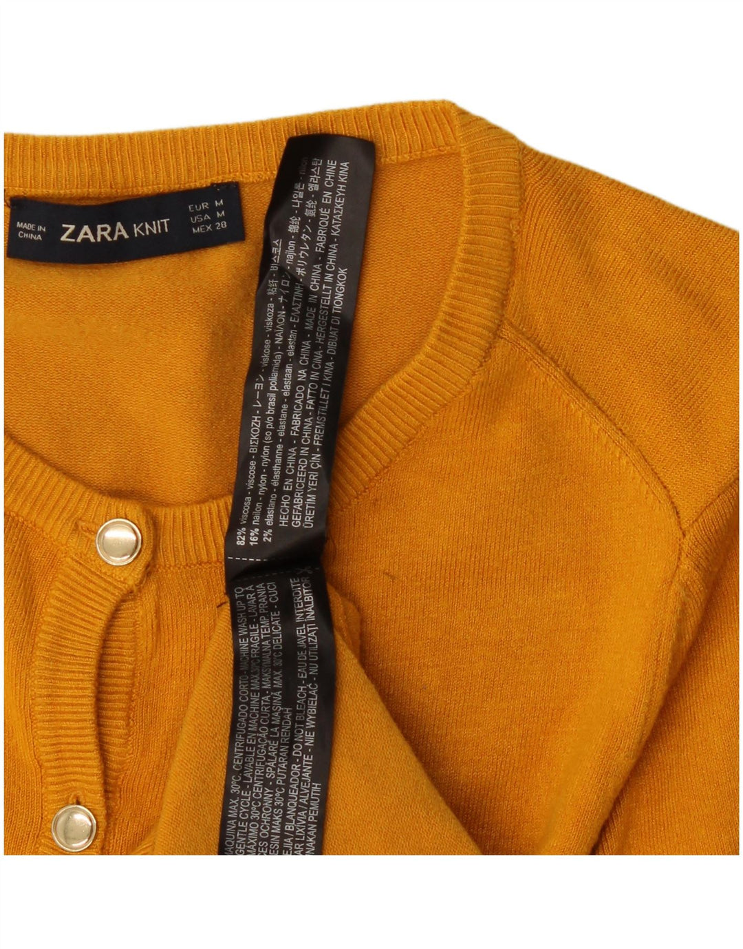 Maglione cardigan da donna Zara UK 12 viscosa giallo medio