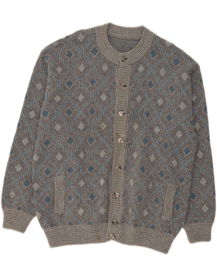Maglione cardigan da uomo vintage XL grigio geometrico