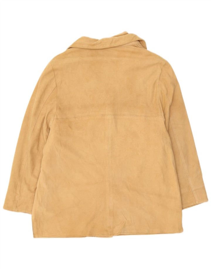 Giacca vintage da donna in pelle scamosciata IT 44 Beige medio