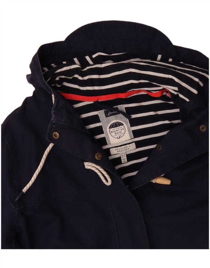 JOULES impermeabile con cappuccio da donna UK 14 grande poliestere blu navy