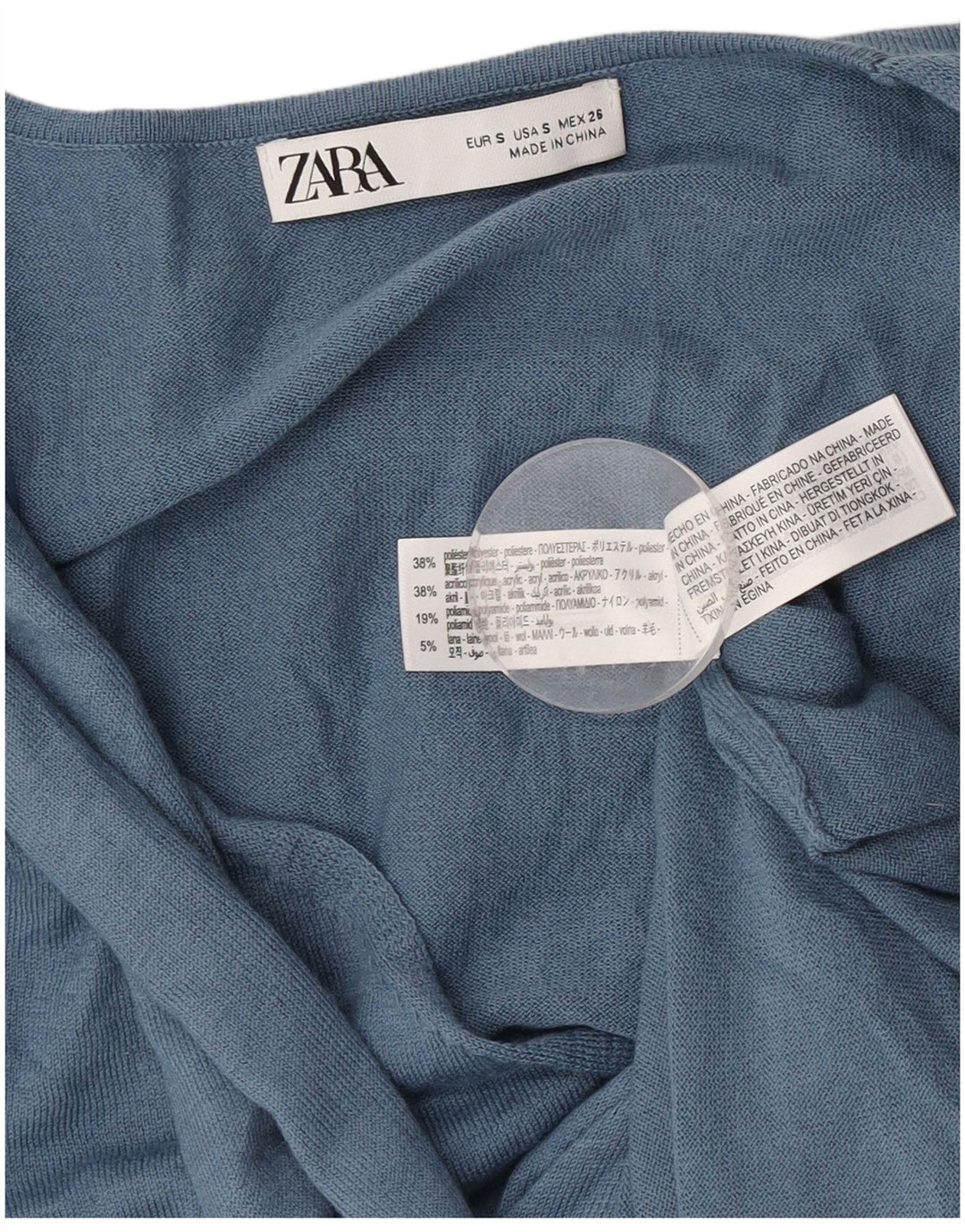 Zara Abito maglione da donna a maniche lunghe con allacciatura sul davanti UK 10 Piccolo poliestere blu