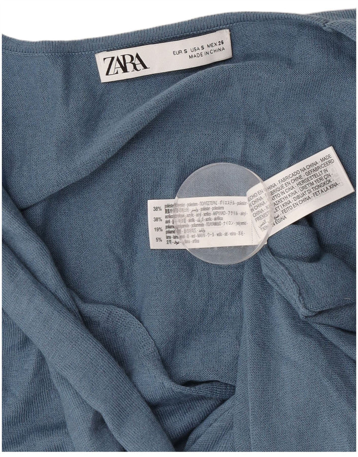 Zara Abito maglione da donna a maniche lunghe con allacciatura sul davanti UK 10 Piccolo poliestere blu