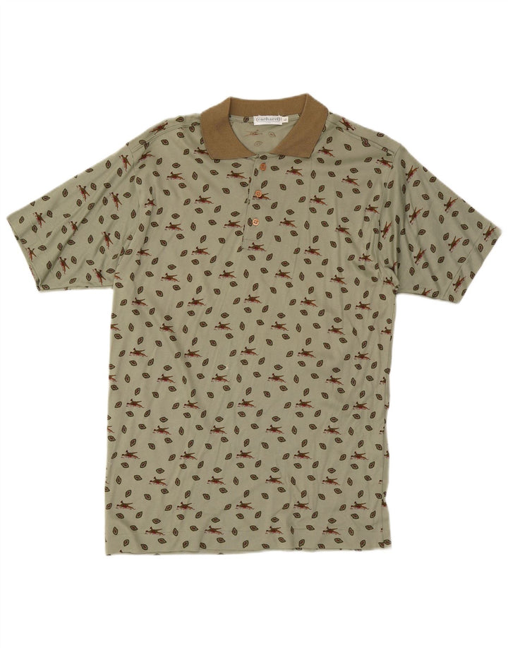 Polo Cacharel da uomo con motivo astratto, grande in cotone kaki