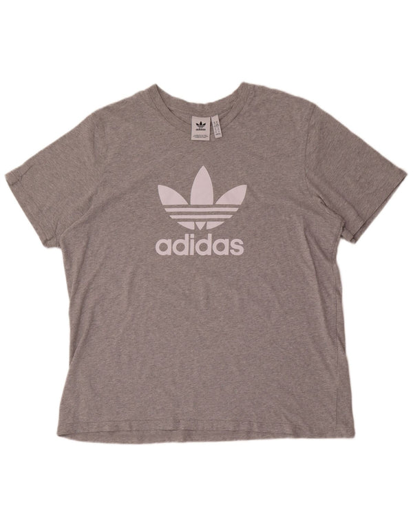 T-shirt grafica da uomo Adidas Top XL in cotone chiazzato grigio