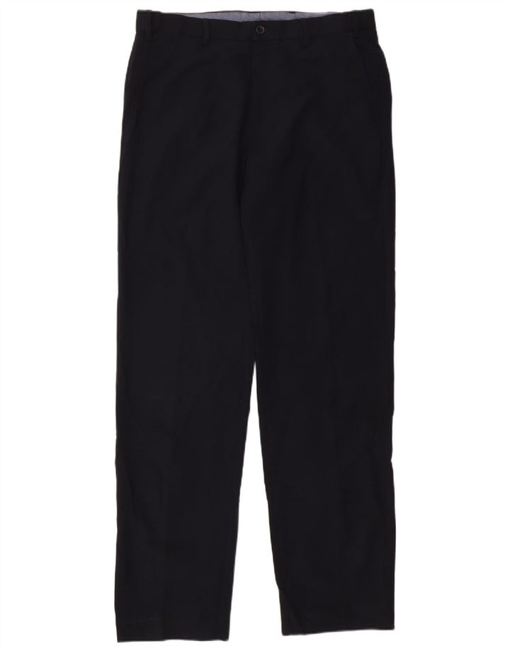 Pantaloni da abito regolari dritti da uomo Marks & Spencer W34 L33 Blu Navy