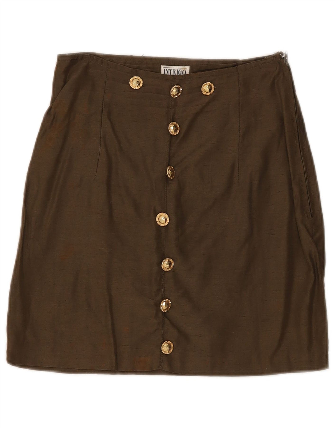 Minigonna vintage da donna a vita alta media W24 kaki