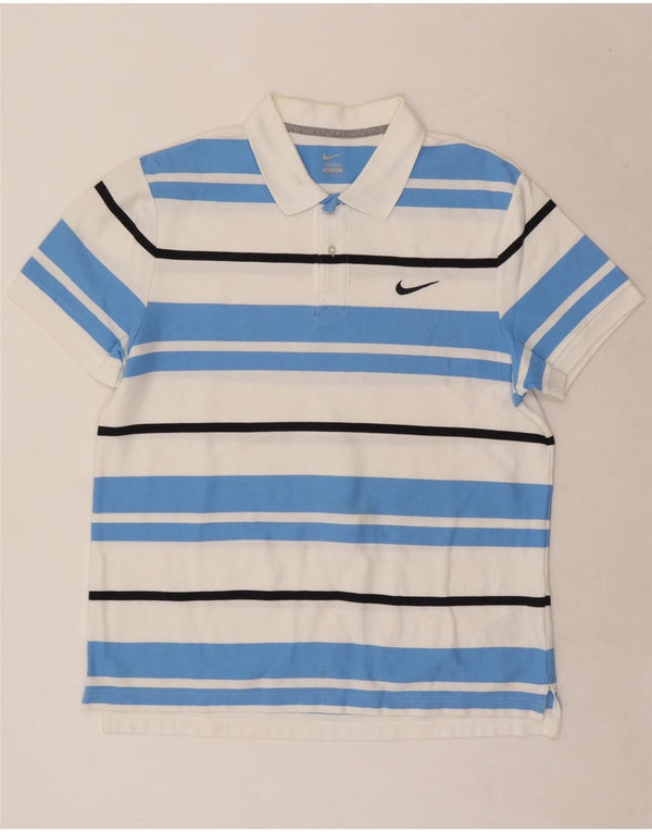 Polo Nike da uomo in cotone a righe grandi bianche