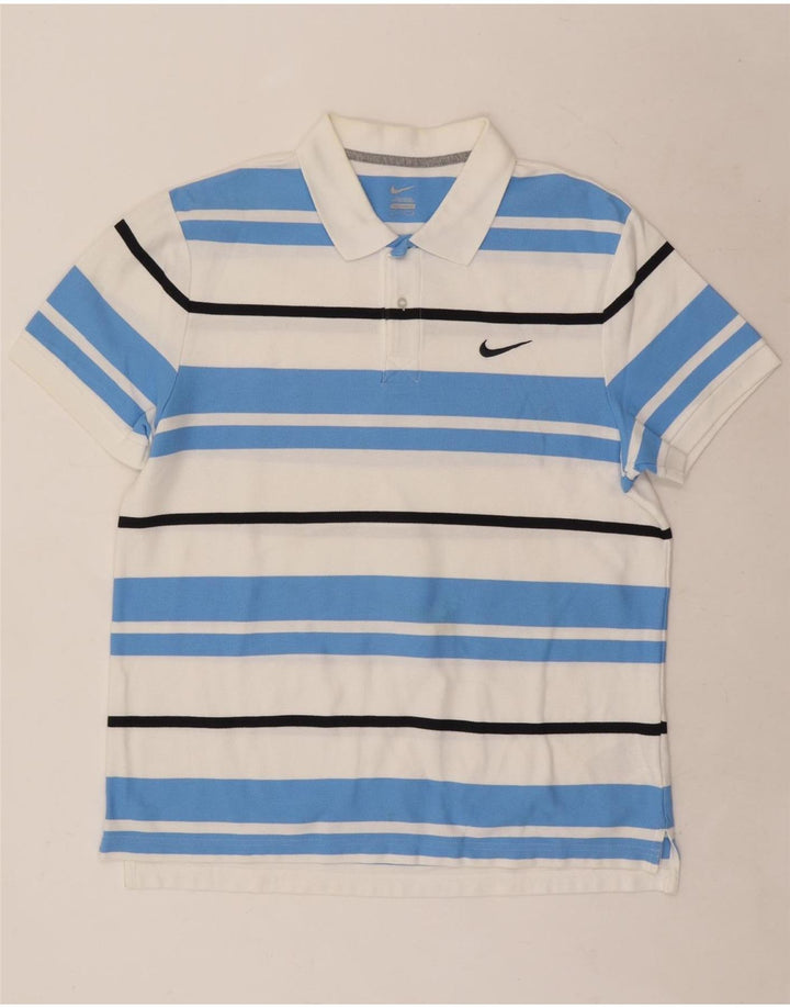 Polo Nike da uomo in cotone a righe grandi bianche
