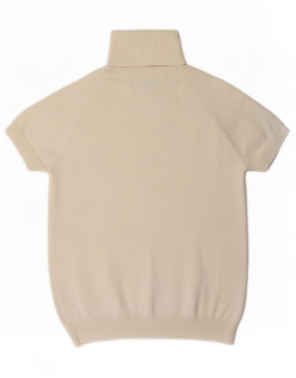 Maglione Zara da donna a maniche corte con collo alto, UK 14, grande, bianco sporco