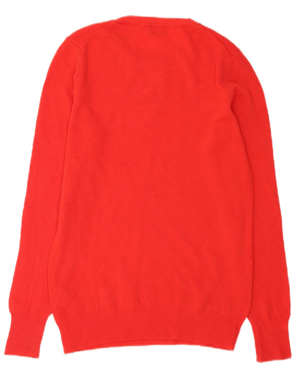 Maglione maglione girocollo da donna Benetton UK 12 Lana vergine rossa media
