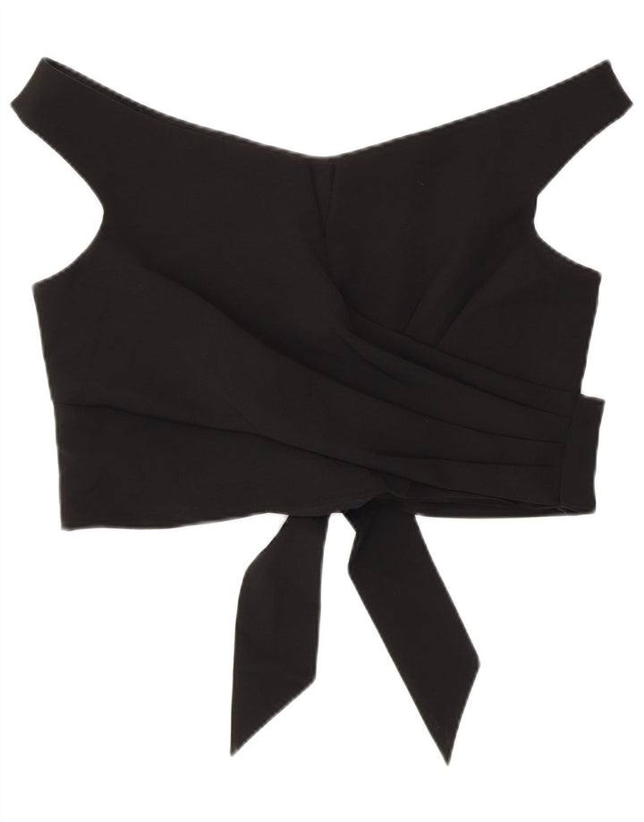 Top corto da donna con spalle scoperte Coast UK 16 grande poliestere nero