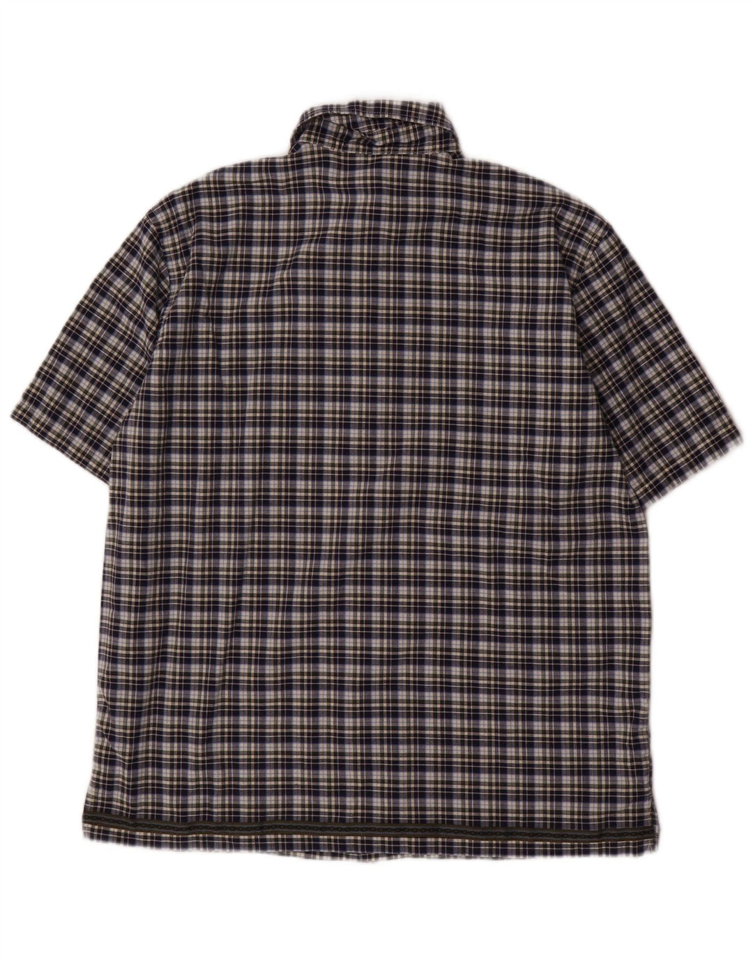 Camicia a maniche corte da bambino BENETTON 11-12 anni XL in cotone a quadri blu navy