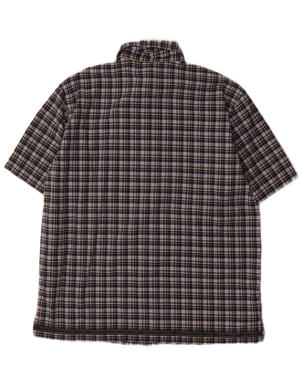 Camicia a maniche corte da bambino BENETTON 11-12 anni XL in cotone a quadri blu navy