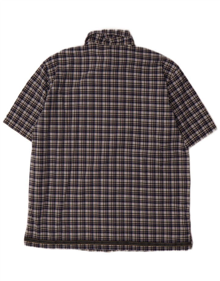 Camicia a maniche corte da bambino BENETTON 11-12 anni XL in cotone a quadri blu navy