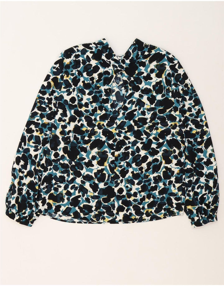 Zara, camicetta da donna con allacciatura sul davanti, taglia UK 10, piccola stampa animalier multicolore