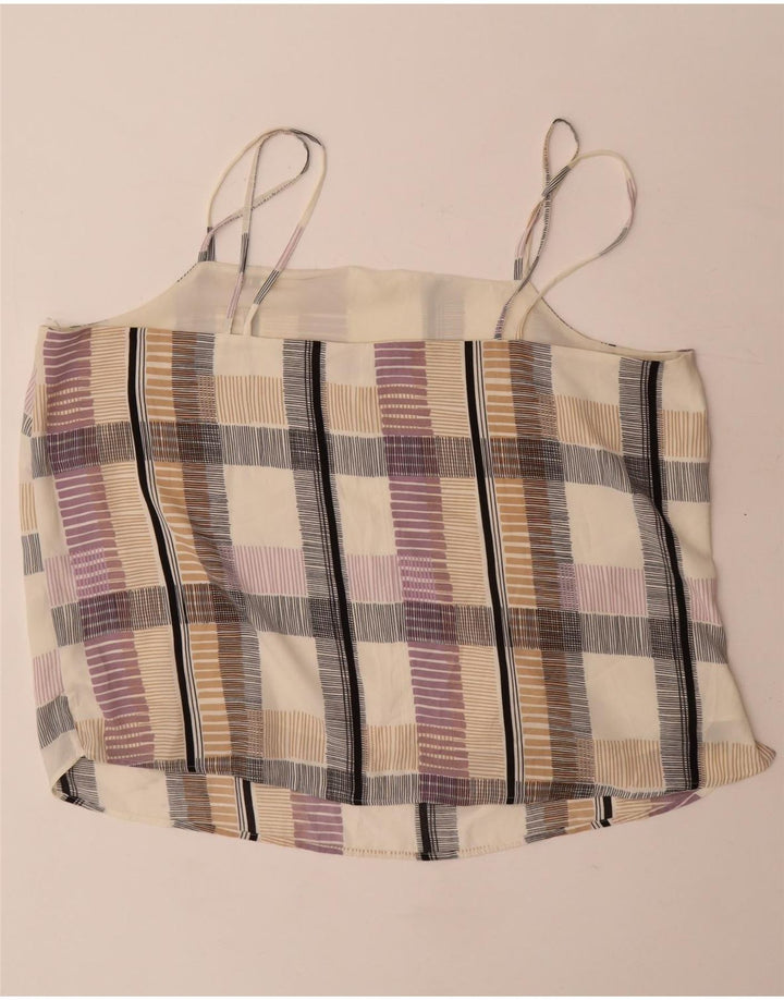 Canottiera corta Marks & Spencer da donna UK 22 3XL Poliestere a quadri beige
