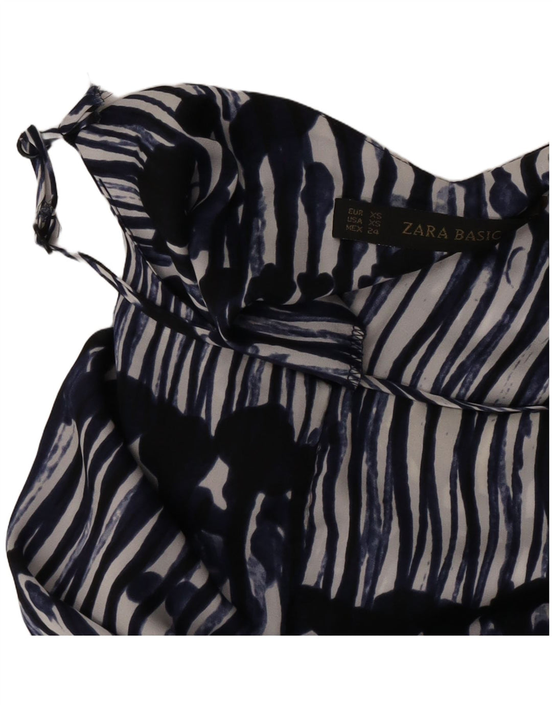 Zara Tutina corta senza maniche da donna con motivo astratto UK 6 XS Blu navy