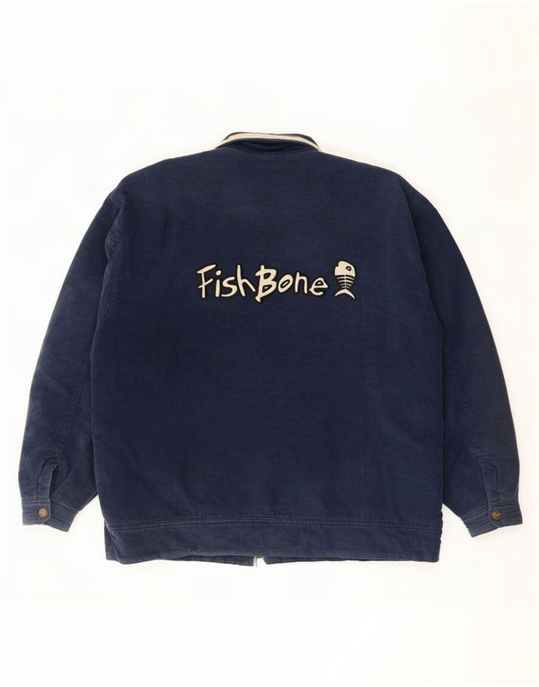 Giacca da uomo in velluto a coste con grafica Fishbone UK 42 XL Cotone color block blu navy