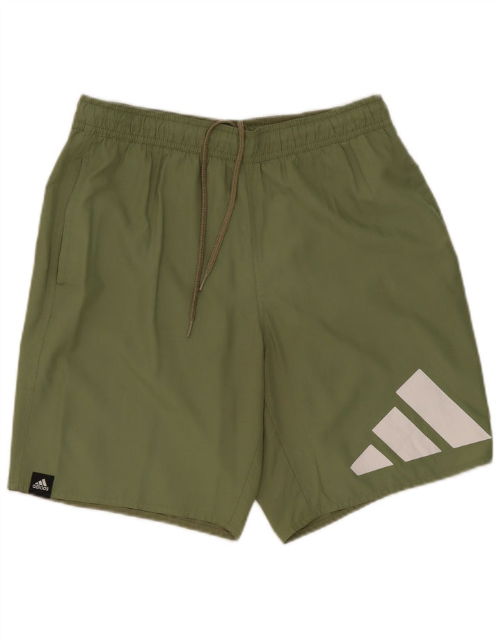 Pantaloncini sportivi Adidas da uomo con grafica media kaki