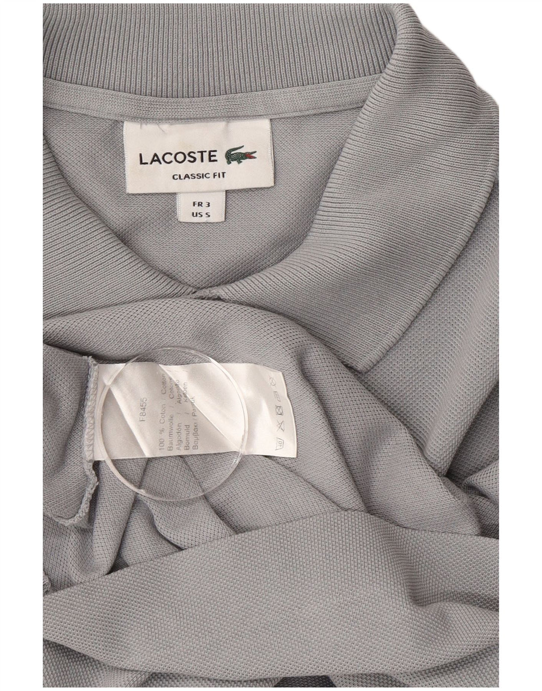 Polo da uomo Lacoste vestibilità classica taglia 3 piccola in cotone grigio