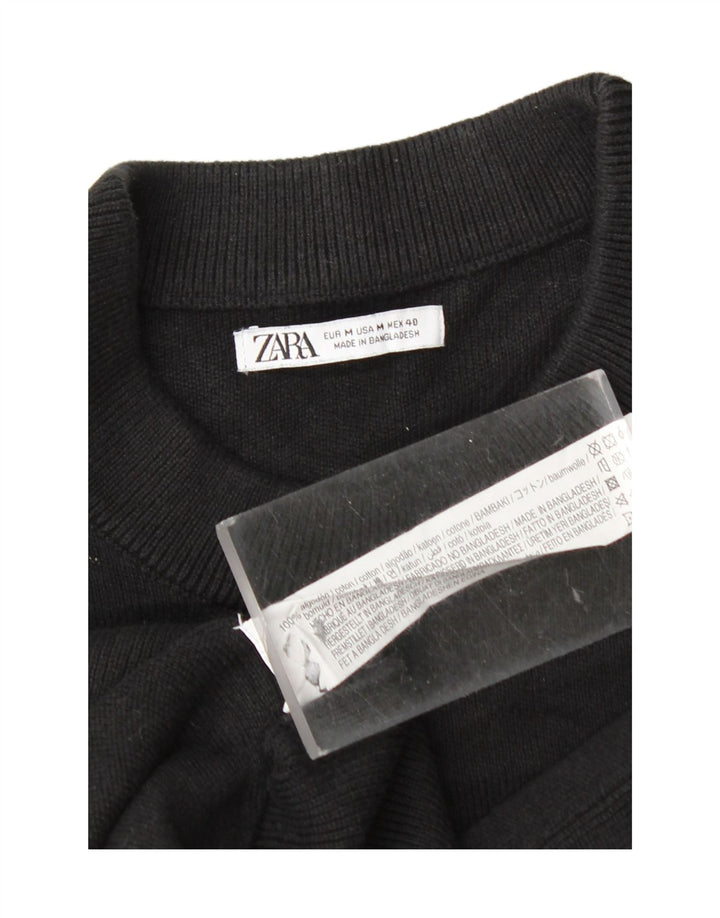 Maglione maglione girocollo da uomo Zara in cotone nero medio