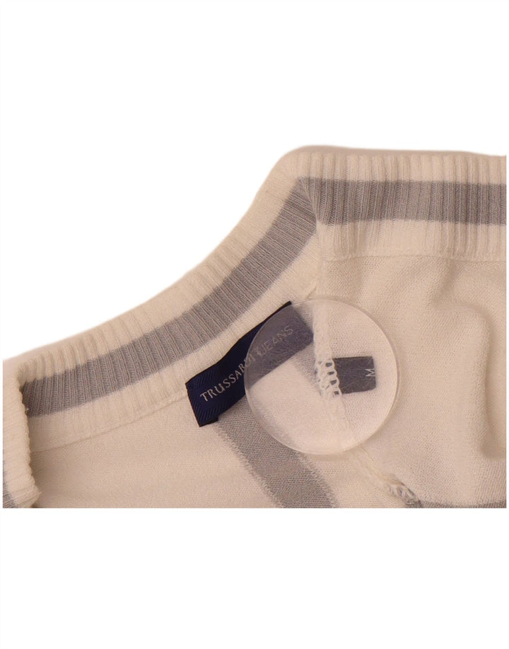 TRUSSARDI JEANS Womens Cardigan Sweater UK 12 Medium White Colourblock