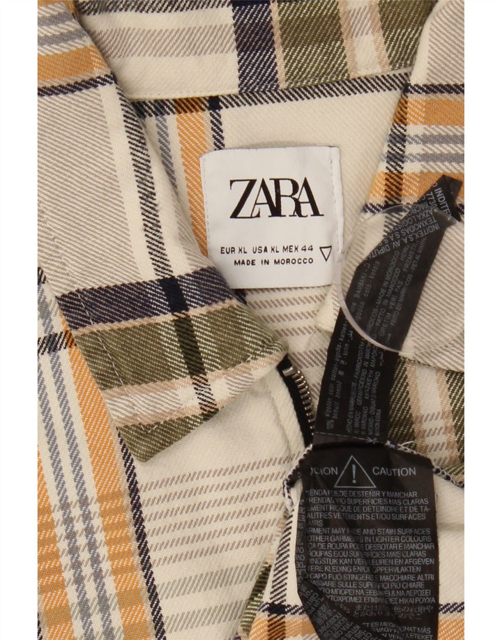 Camicia Zara da uomo in flanella XL in cotone a quadri multicolore