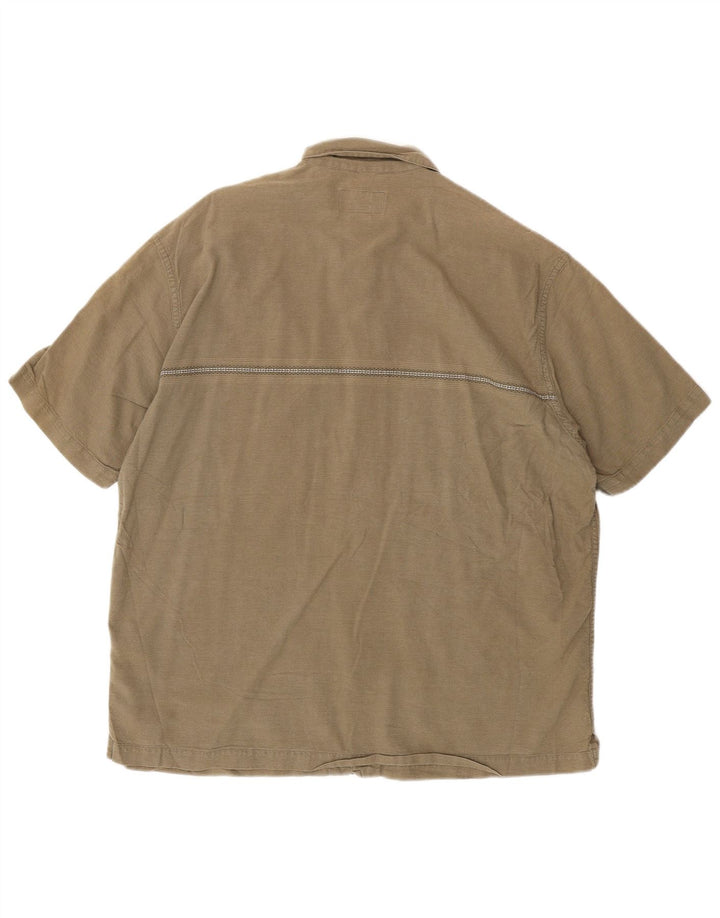 EDDIE BAUER Camicia a maniche corte da uomo grande cotone gessato kaki