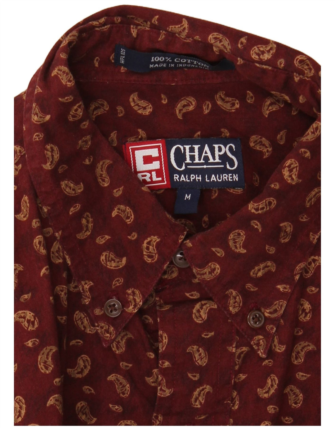 Camicia da uomo Chaps Ralph Lauren in cotone Paisley bordeaux medio