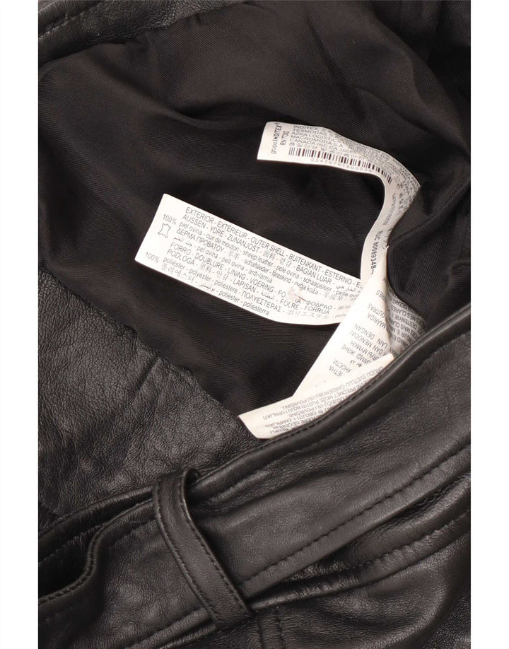 Giacca da motociclista in pelle da donna Zara UK 12 media nera