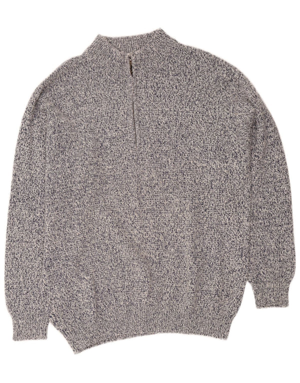 Maglione da uomo con zip e collo Invicta XL in cotone screziato blu navy