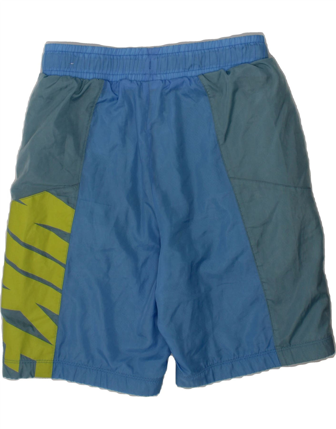 NIKE Boys Graphic Sport Shorts 10-11 Years Medium Blue Colourblock Vintage Nike and Second-Hand Nike from Messina Hembry 