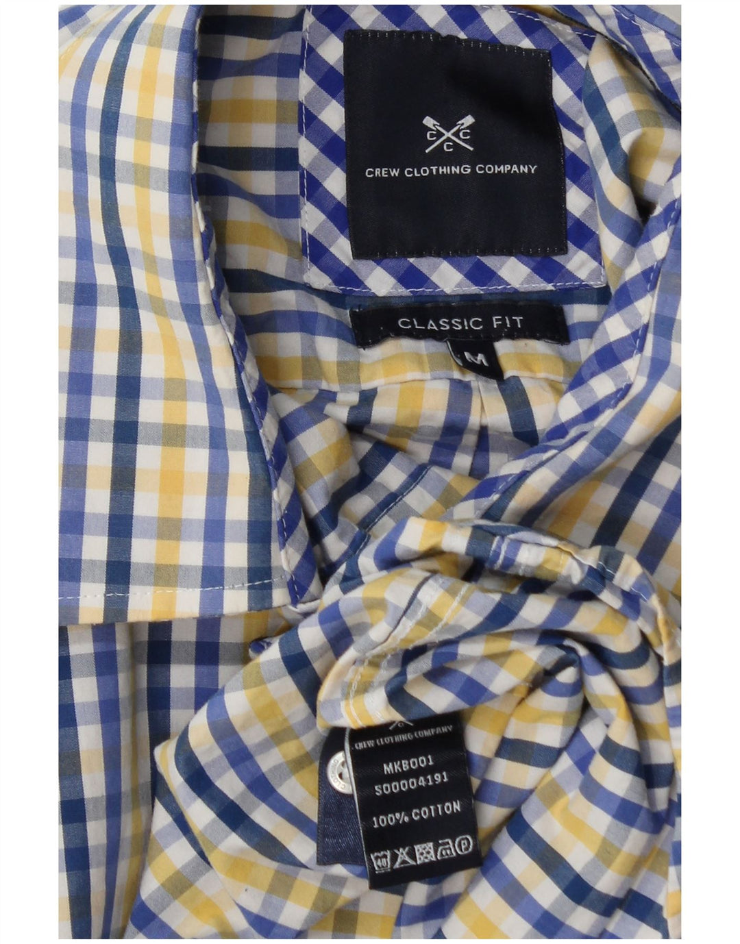 Crew Clothing Camicia da uomo dal taglio classico in cotone a quadri blu medio