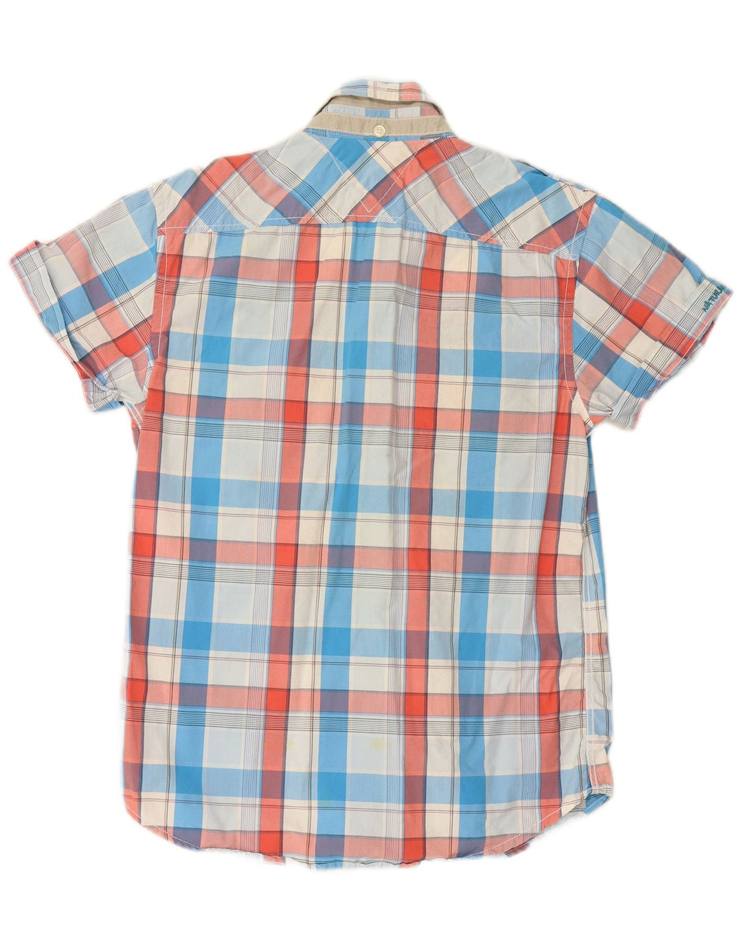 TOMMY HILFIGER Camicia militare a maniche corte da uomo in cotone a quadri blu medio