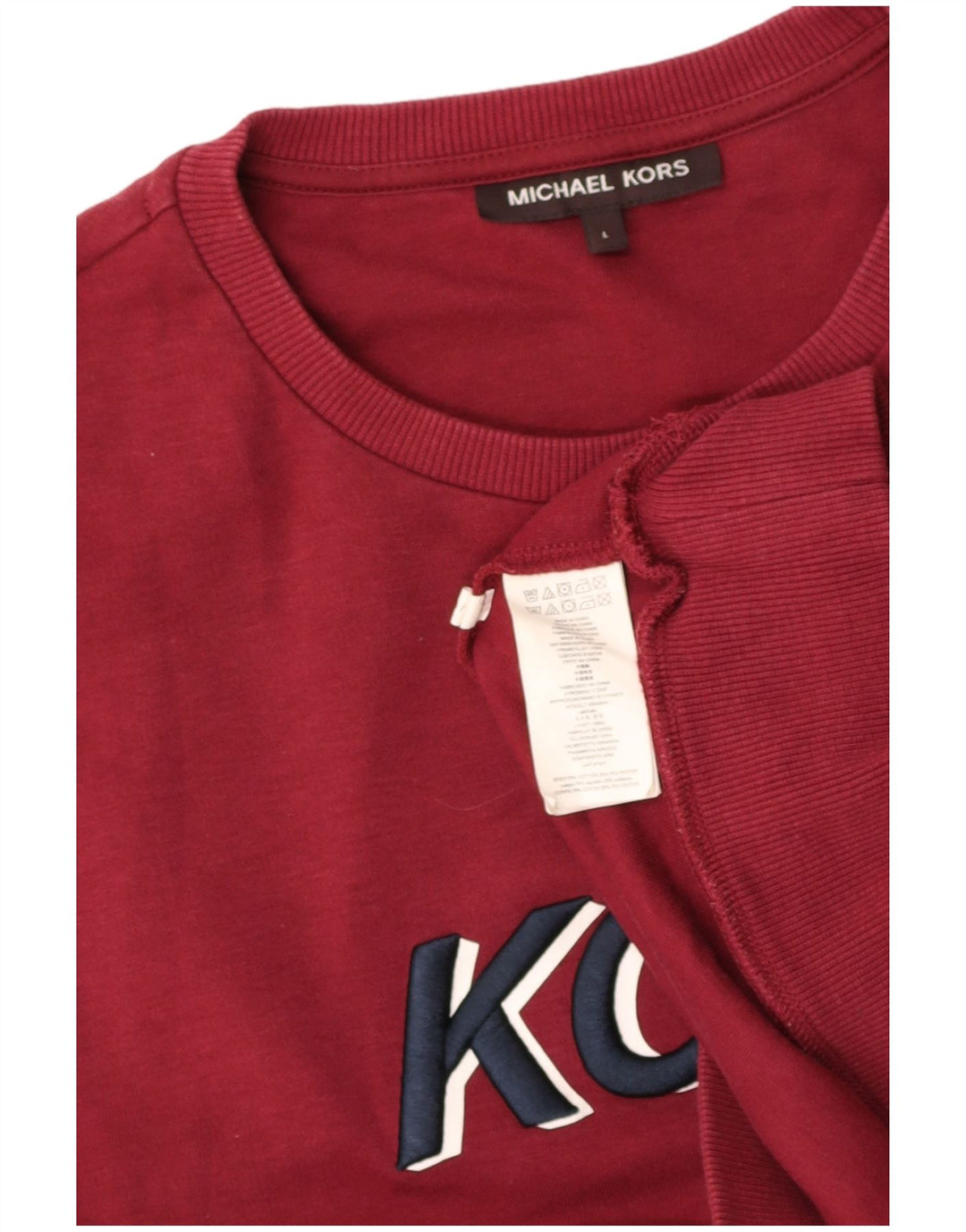 MICHAEL KORS Mens Graphic Sweatshirt Jumper Large Burgundy Cotton