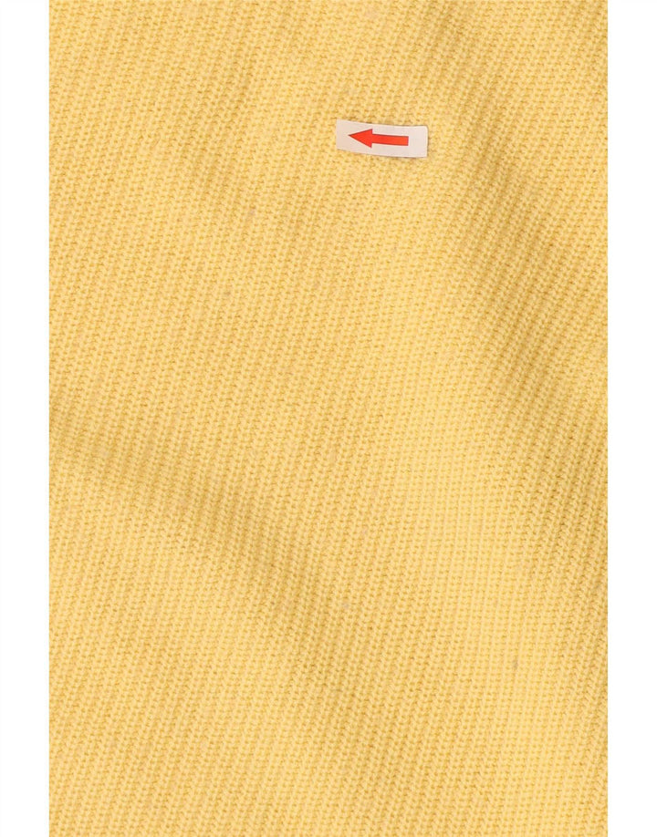 Maglione girocollo da uomo vintage a blocchi di colore giallo grande