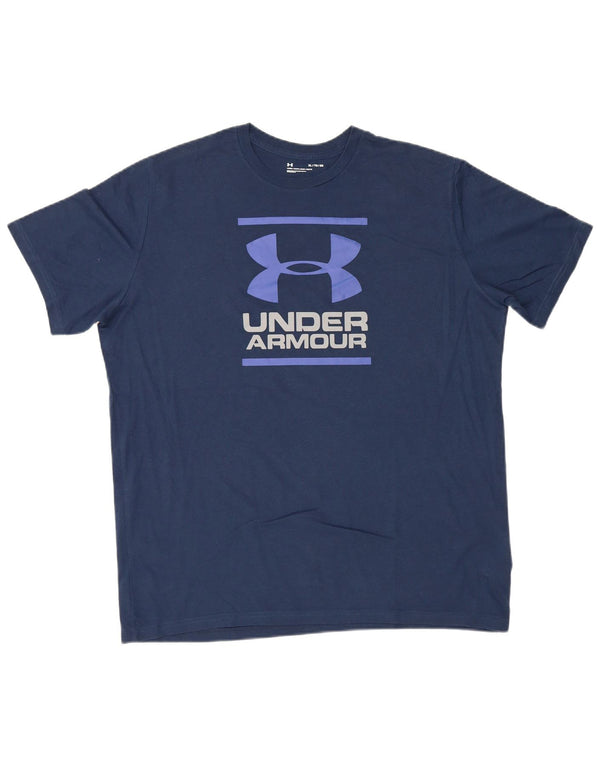 Maglietta grafica da uomo Under Armour Top XL in cotone blu navy