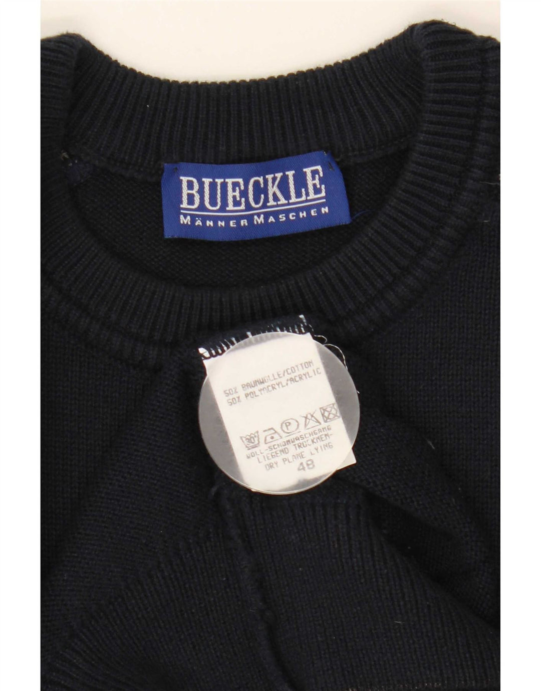 Maglione maglione girocollo da uomo Bueckle IT 48 Medio blu navy geometrico