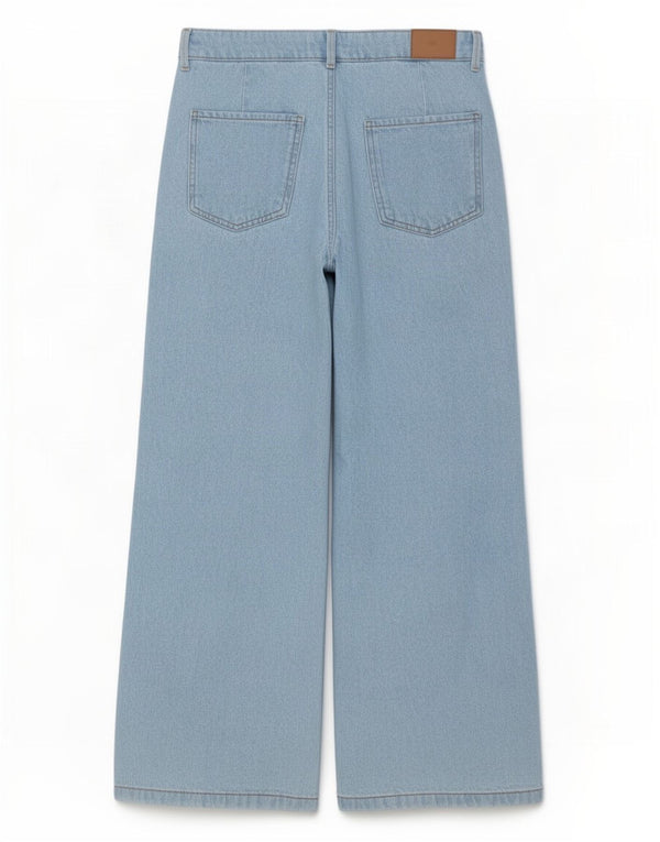 Jeans Zara da donna a gamba larga a vita alta EU 38 Small W28 L27 cotone blu