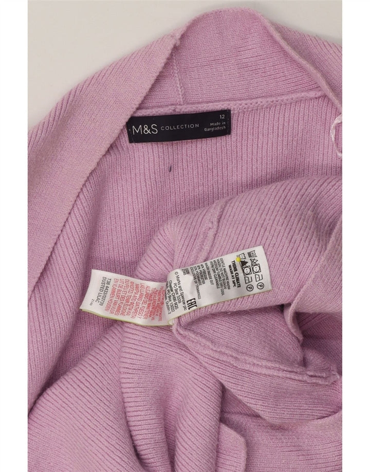 Maglione cardigan aperto lungo da donna Marks & Spencer UK 12 Rosa medio