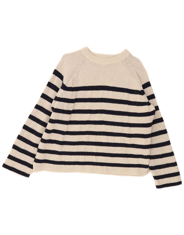 Maglione maglione con scollo a barca da donna Marks & Spencer UK 18 XL a righe bianco sporco