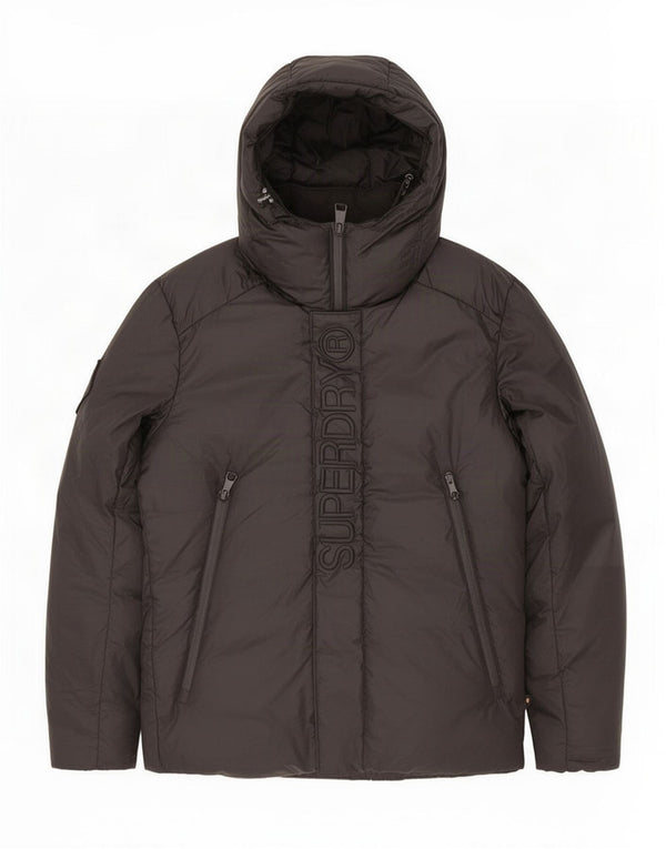 Giacca imbottita con cappuccio grafico da uomo Superdry UK 40 grande nera